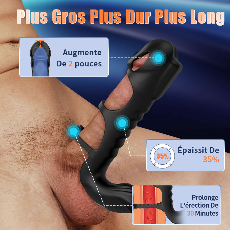 PulseRing Pro – Anneau Vibrant avec Extension et Stimulation Ciblée