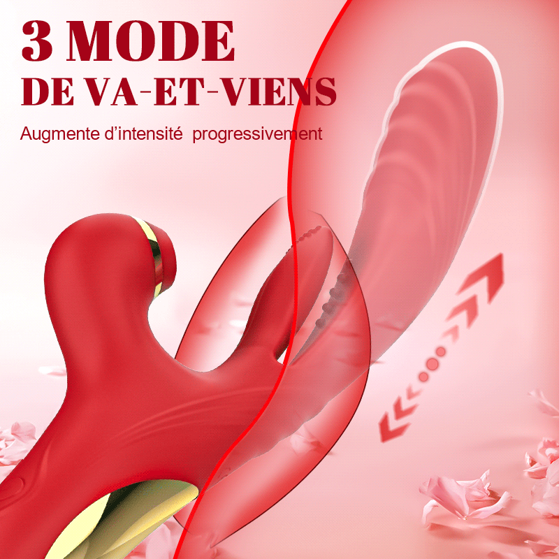 Vibromasseur Multifonction 3-en-1 – Poussée, Aspiration & Tapotements