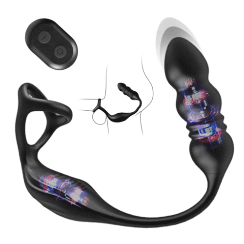 Jack-9 Masseur Prostatique Wearable à Vibrations et Pulsations avec Anneau Pénienn