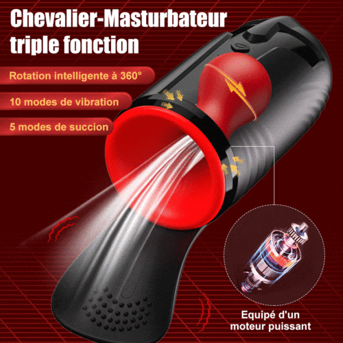 KnightRider 3X - 10 Vibration 5 Succion orale 3 Torsion Entraînement + Masturbation du gland