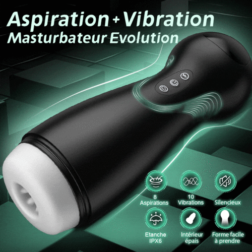 Masturbateur Cup : VorteX. Succion 10 Vibration One Touch Orgasm Digital Vacuum Masturbator