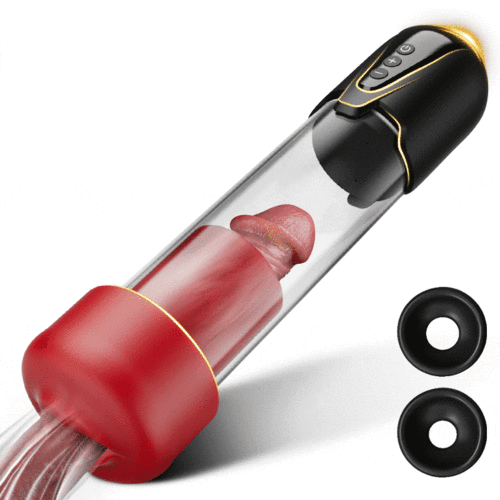 RedMaster – Pompe à pénis à 9 niveaux d'aspiration avec orifice rouge et tunnel texturé
